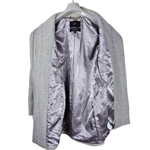 J. Crew Nello Gori Italian Stadium Cloth Coat Size 00 Gray Wool Stand Collar - Picture 10 of 11